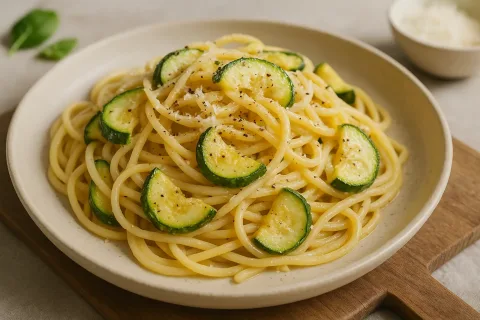 Carbonara vegetariana con zucchine