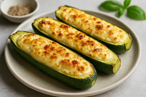 Zucchine ripiene di ricotta in friggitrice ad aria