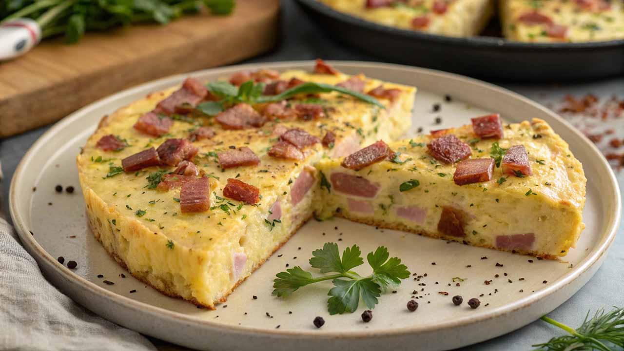 frittata con cubetti di pancetta