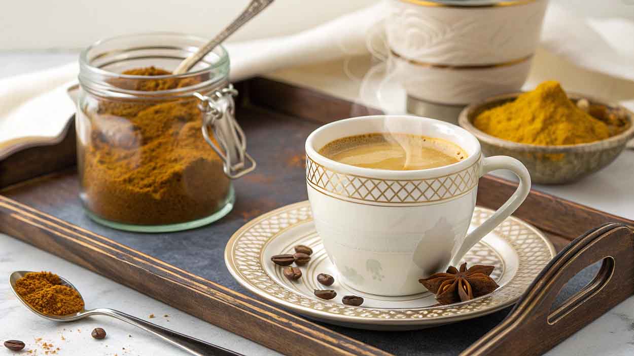tazza di caffe con curcuma